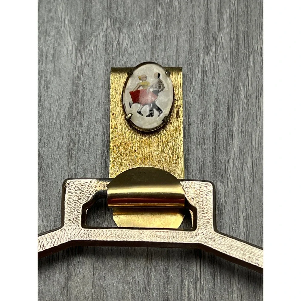 Vintage Gold Tone‎ Interlocking Belt Buckle with Dancer Cameo Detail